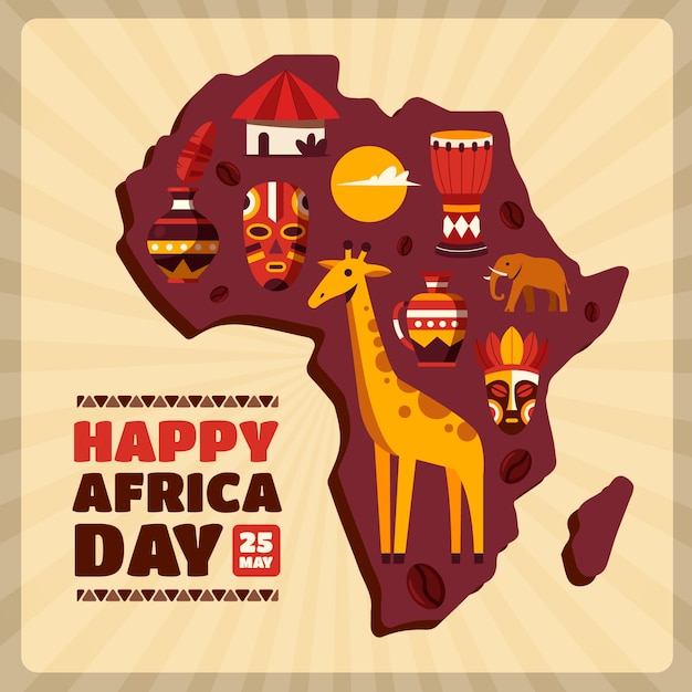 Ilustración plana de celebración del día de áfrica