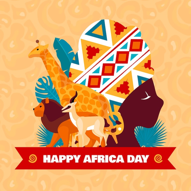 Vector gratuito ilustración plana de celebración del día de áfrica