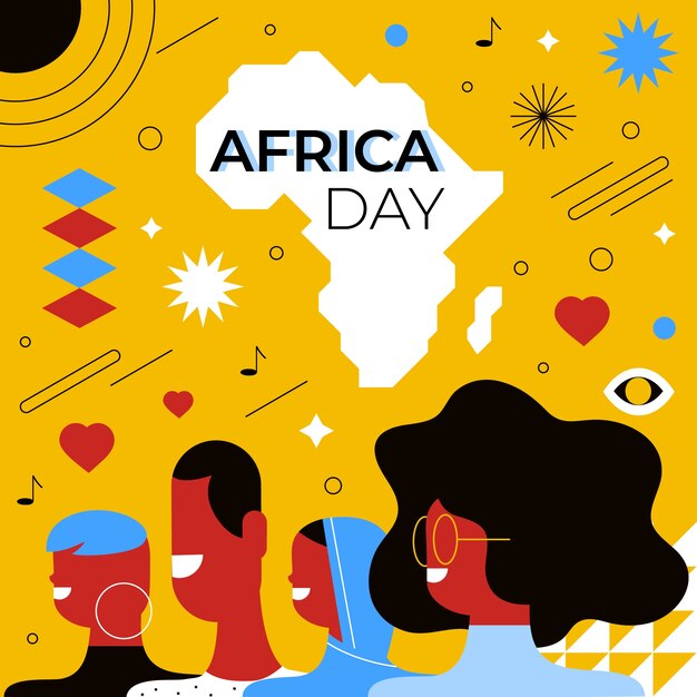 Ilustración plana de celebración del día de áfrica