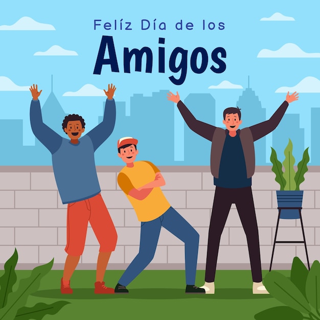 Vector gratuito ilustración plana para la celebración del dia del amigo