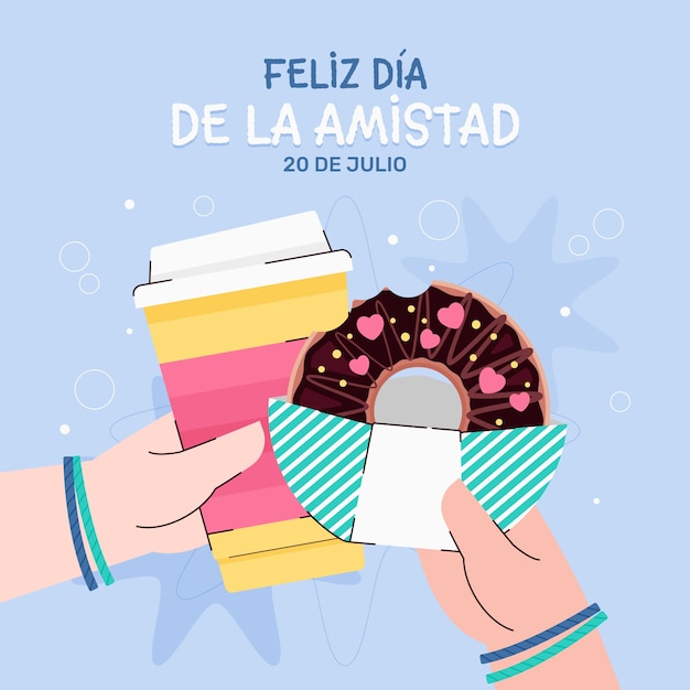 Vector gratuito ilustración plana para la celebración del dia del amigo