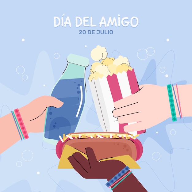 Vector gratuito ilustración plana para la celebración del dia del amigo