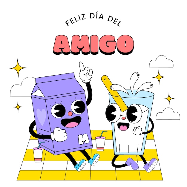 Ilustración plana para la celebración del dia del amigo