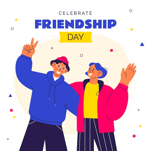 Ilustración plana para la celebración del día de la amistad.