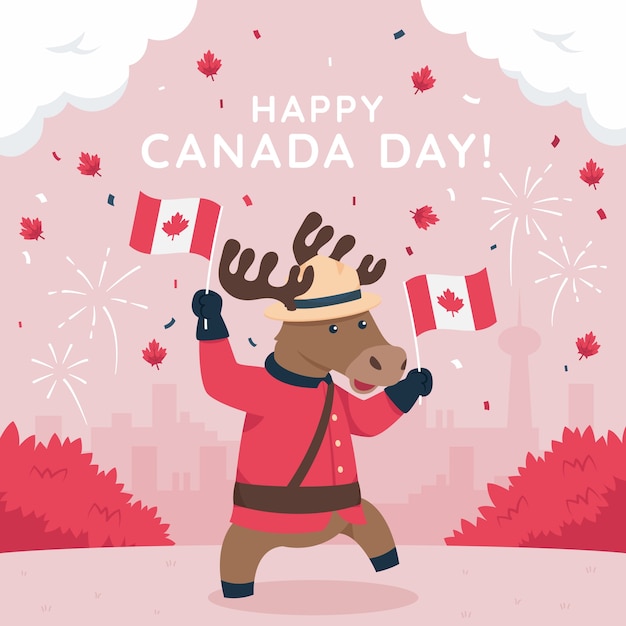 Vector gratuito ilustración plana para la celebración del día de canadá