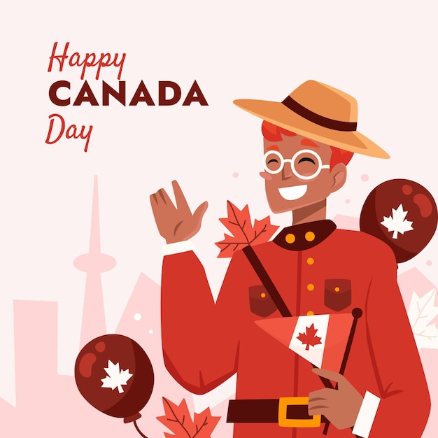 Ilustración plana para la celebración del día de canadá