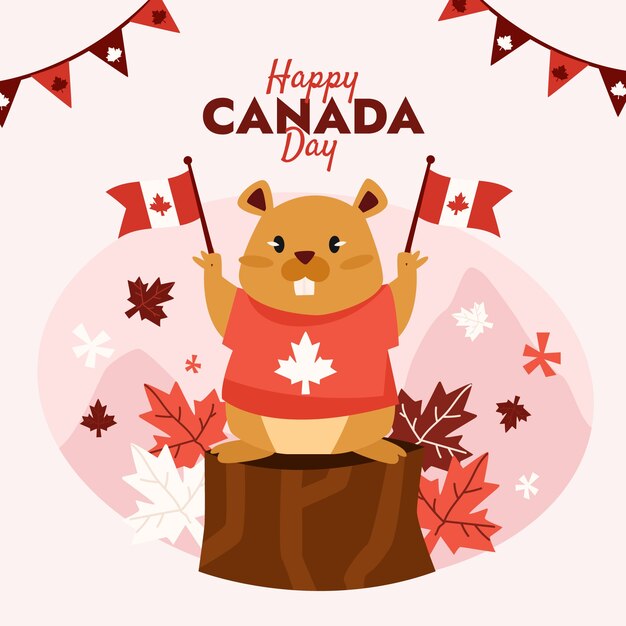 Ilustración plana para la celebración del día de canadá