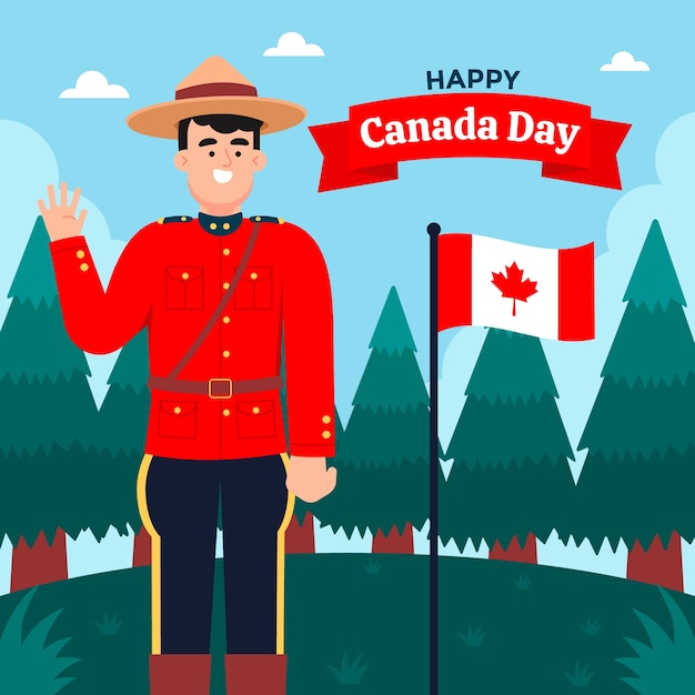 Vector gratuito ilustración plana para la celebración del día de canadá