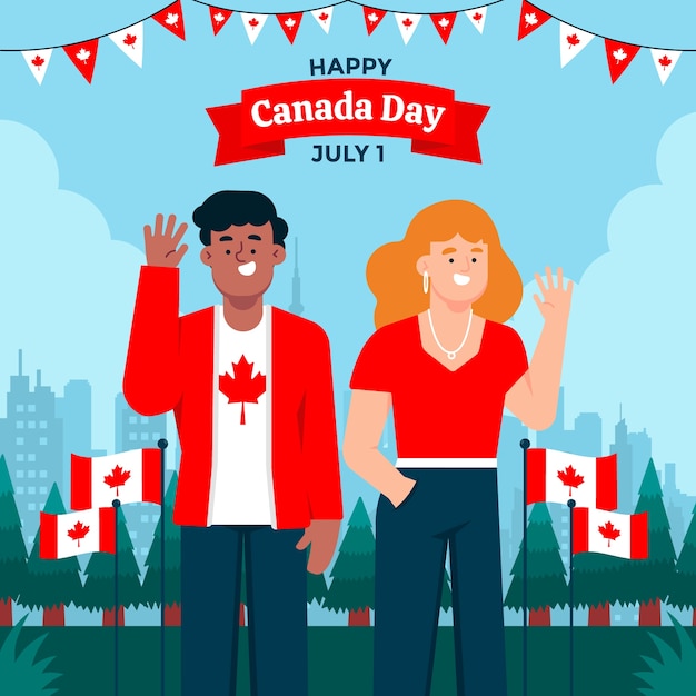 Vector gratuito ilustración plana para la celebración del día de canadá