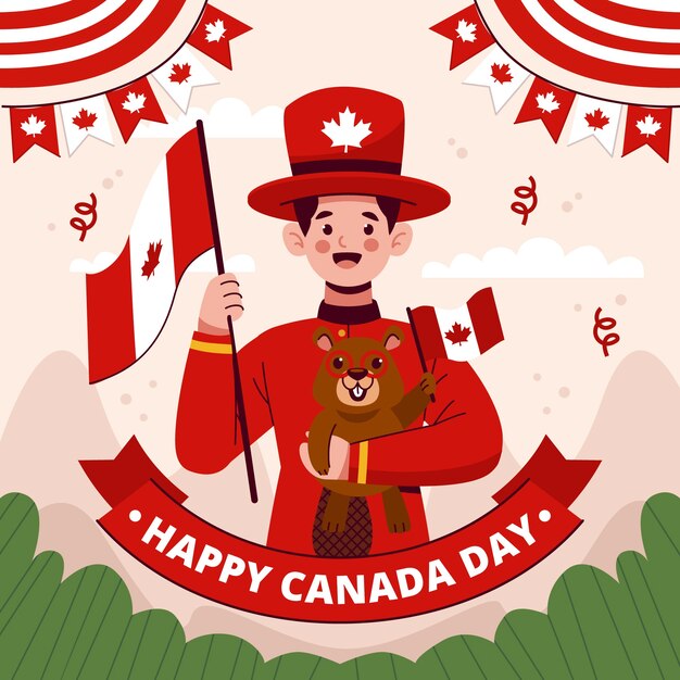 Vector gratuito ilustración plana para la celebración del día de canadá