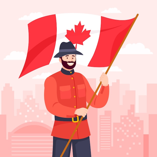 Vector gratuito ilustración plana para la celebración del día de canadá