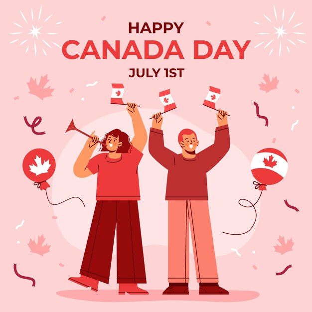 Ilustración plana para la celebración del día de canadá