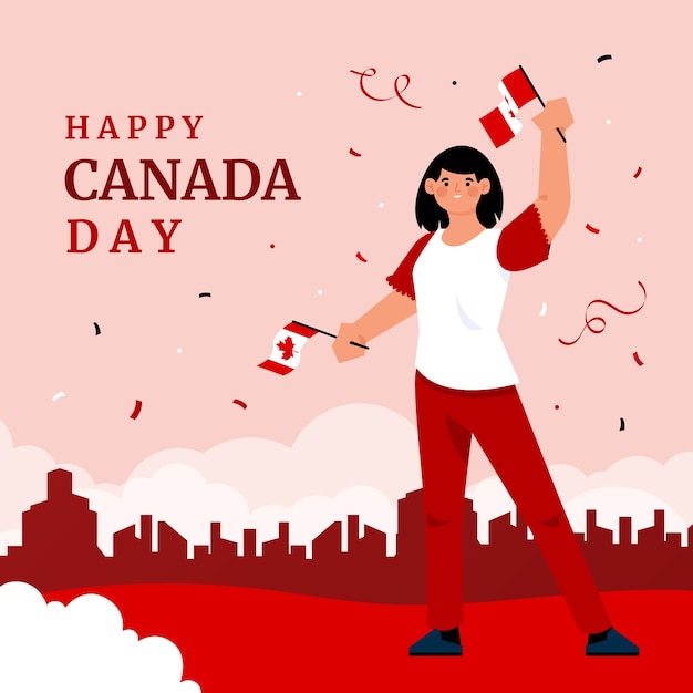 Vector gratuito ilustración plana para la celebración del día de canadá