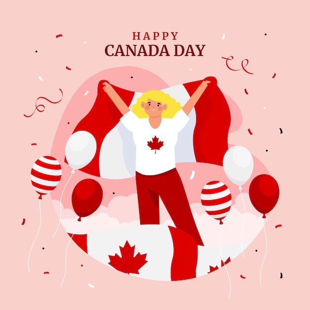 Vector gratuito ilustración plana para la celebración del día de canadá