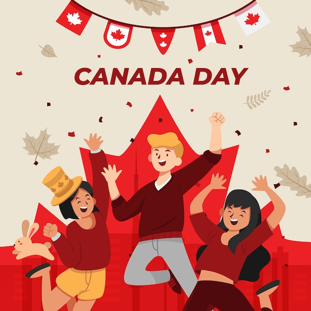 Vector gratuito ilustración plana para la celebración del día de canadá