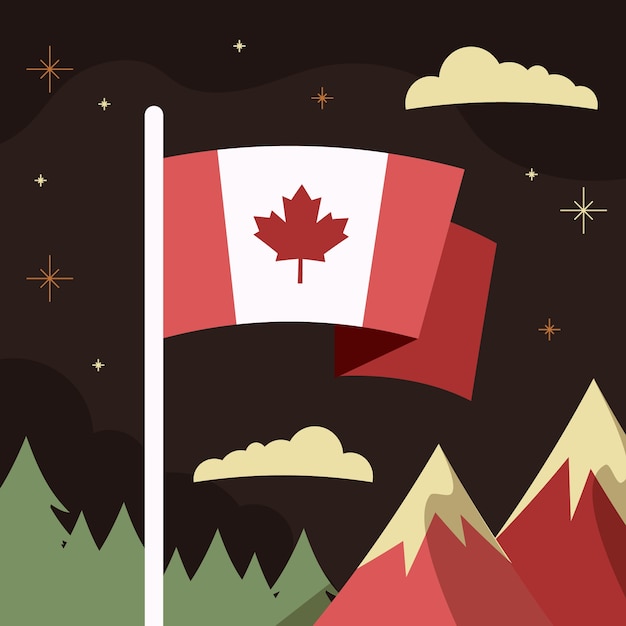 Vector gratuito ilustración plana para la celebración del día de canadá