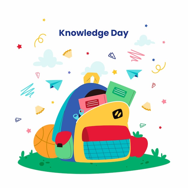 Ilustración plana para la celebración del día del conocimiento.