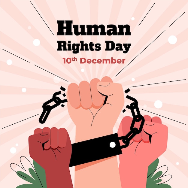 Ilustración plana para la celebración del día de los derechos humanos.