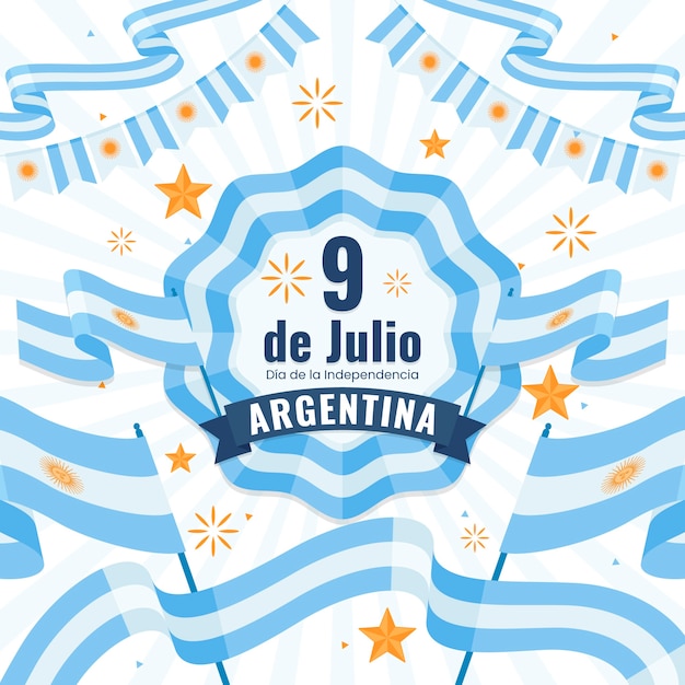 Vector gratuito ilustración plana para la celebración del día de la independencia argentina
