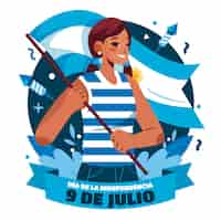 Vector gratuito ilustración plana para la celebración del día de la independencia argentina