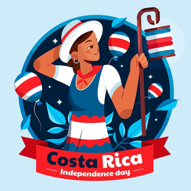 Vector gratuito ilustración plana para la celebración del día de la independencia de costa rica