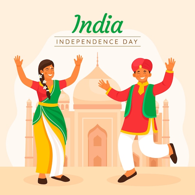 Ilustración plana para la celebración del día de la independencia de la india