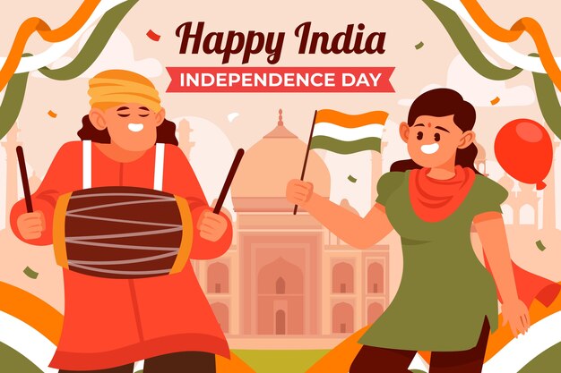 Ilustración plana para la celebración del día de la independencia de la india
