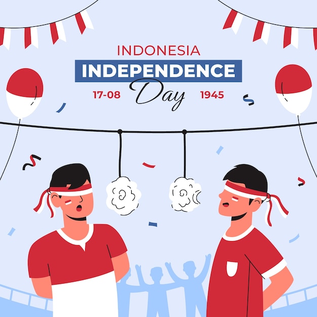 Vector gratuito ilustración plana para la celebración del día de la independencia de indonesia