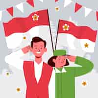 Vector gratuito ilustración plana para la celebración del día de la independencia de indonesia