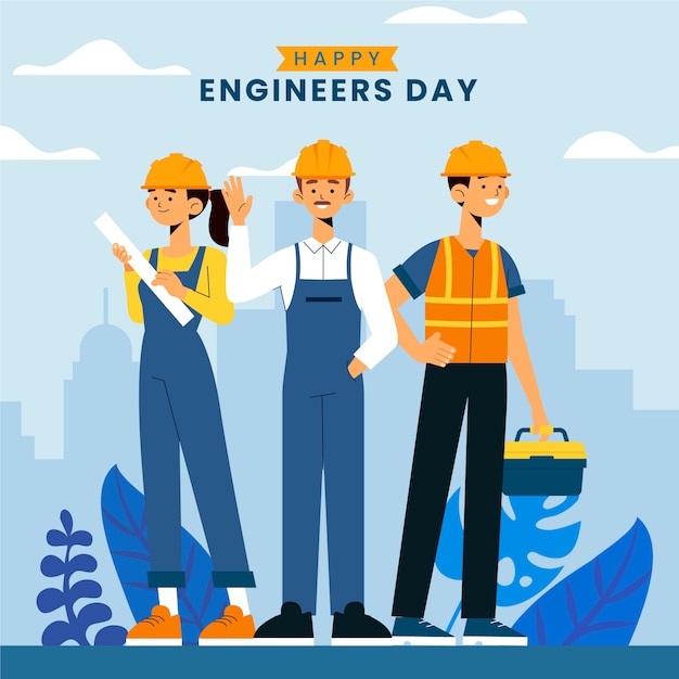 Vector gratuito ilustración plana para la celebración del día de los ingenieros.