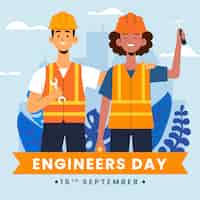 Vector gratuito ilustración plana para la celebración del día de los ingenieros.