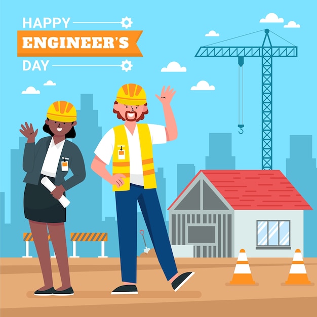 Ilustración plana para la celebración del día de los ingenieros.