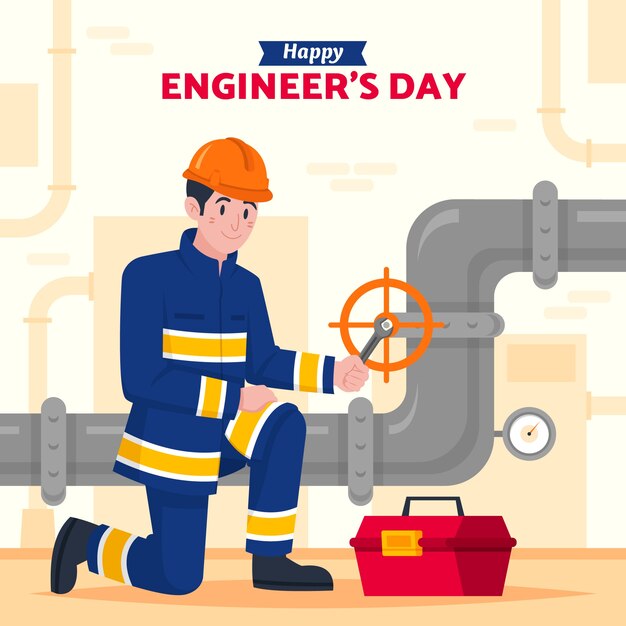 Ilustración plana para la celebración del día de los ingenieros