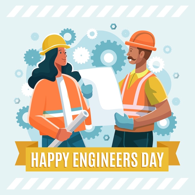 Vector gratuito ilustración plana para la celebración del día de los ingenieros.