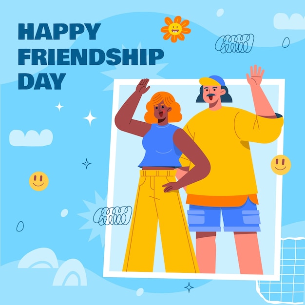 Ilustración plana para la celebración del día internacional de la amistad.