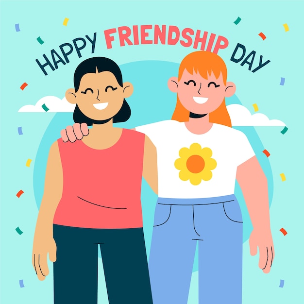Vector gratuito ilustración plana para la celebración del día internacional de la amistad.