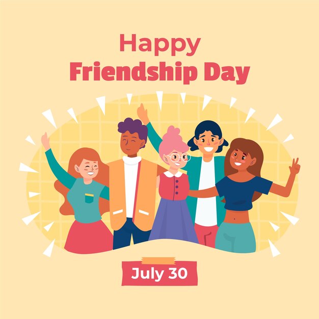 Ilustración plana para la celebración del día internacional de la amistad.