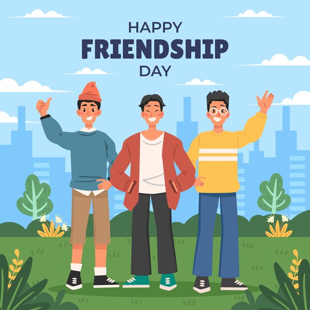 Ilustración plana para la celebración del día internacional de la amistad