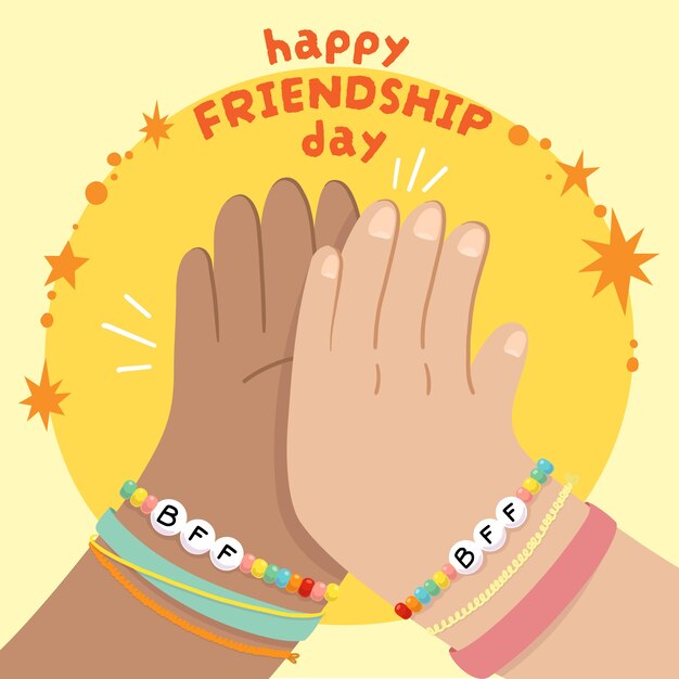 Ilustración plana para la celebración del día internacional de la amistad.