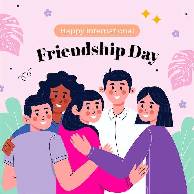 Ilustración plana para la celebración del día internacional de la amistad.