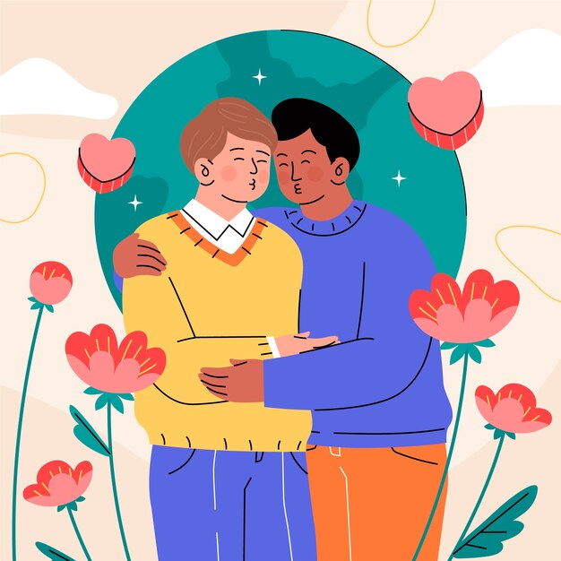Ilustración plana para la celebración del día internacional del beso