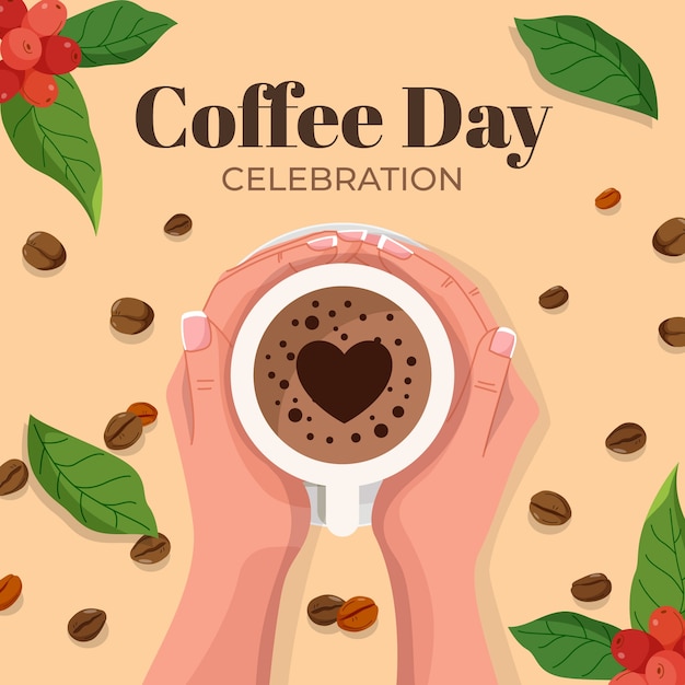 Vector gratuito ilustración plana para la celebración del día internacional del café.