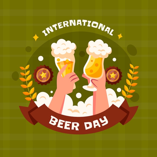 Vector gratuito ilustración plana para la celebración del día internacional de la cerveza.