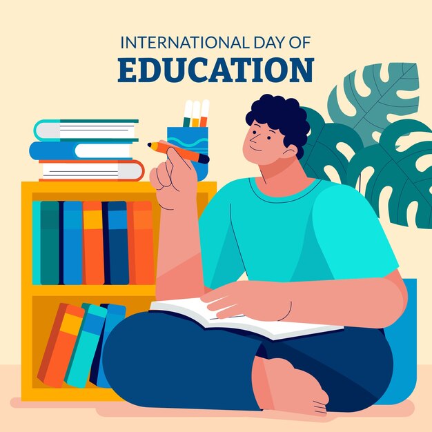 Ilustración plana para la celebración del día internacional de la educación.