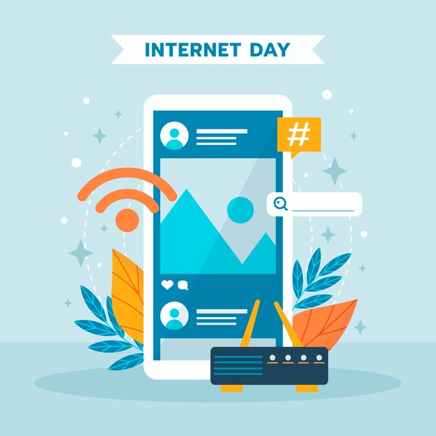 Ilustración plana para la celebración del día internacional de internet