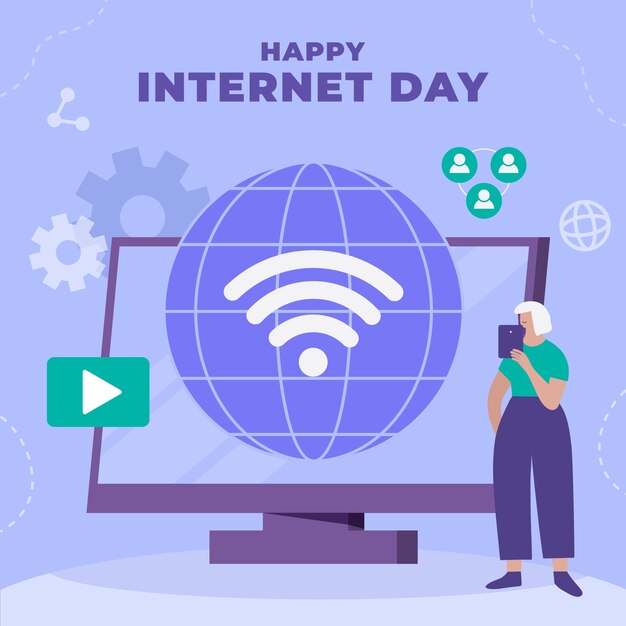 Ilustración plana para la celebración del día internacional de internet