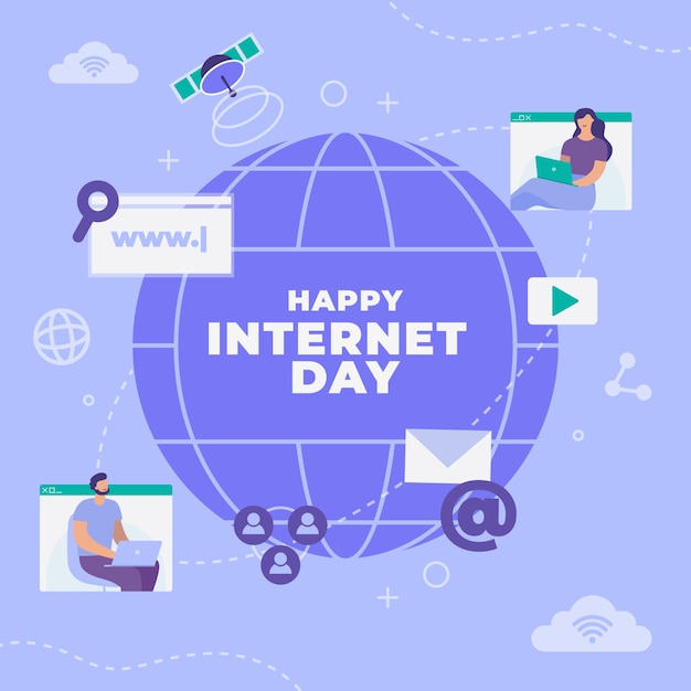 Ilustración plana para la celebración del día internacional de internet