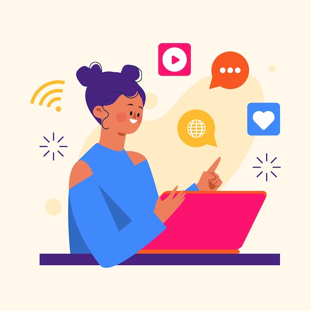Ilustración plana para la celebración del día internacional de internet