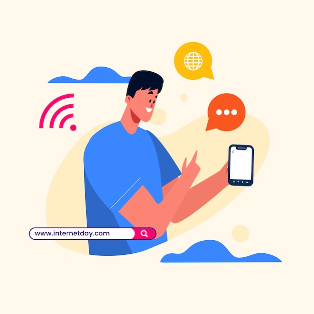 Ilustración plana para la celebración del día internacional de internet