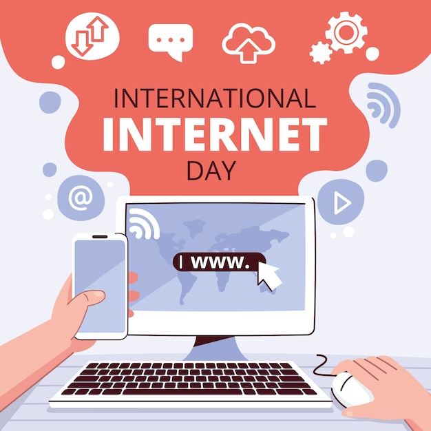 Ilustración plana para la celebración del día internacional de internet